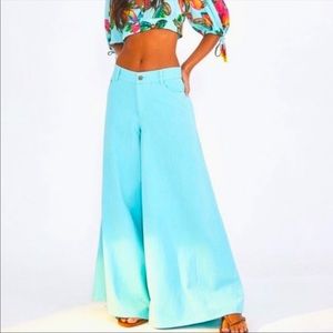 Extremely wide leg pants with a beautiful light blue color